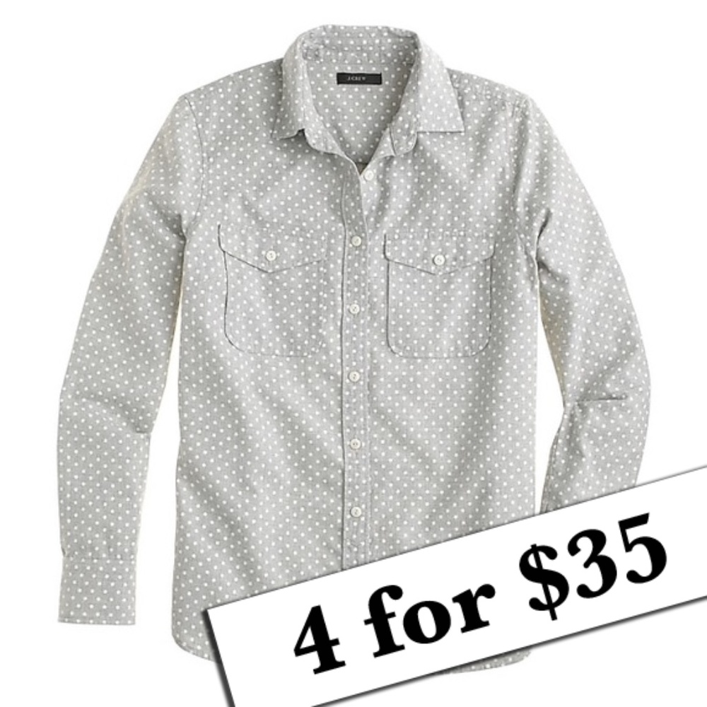 J. Crew gray polka dot flannel button down shirt 2